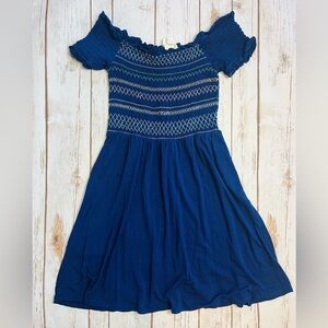 Francesca’s Harper Heritage Blue Smocked Dress Size S Small
